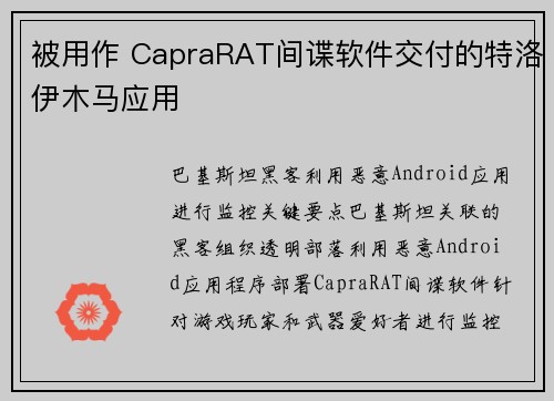被用作 CapraRAT间谍软件交付的特洛伊木马应用 