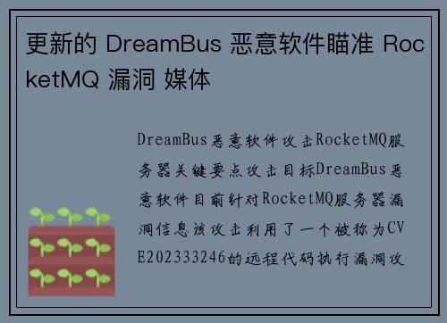 更新的 DreamBus 恶意软件瞄准 RocketMQ 漏洞 媒体