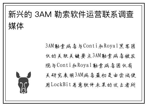 新兴的 3AM 勒索软件运营联系调查 媒体